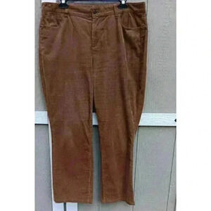 Talbots Ladies Size 16 Curvy Fit Straight Leg Five Pocket Conac Tan Logo Buttons